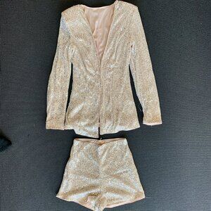 Stunning Champagne Gold Sequins Short Suit